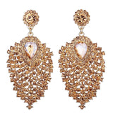 Silver Plated Crystal Drop Earrings Rhinestones Long Earrings for Women