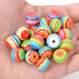50Pcs Rainbow Stripe Resin Spacer Beads for DIY Jewelry Making