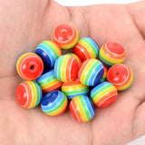 50Pcs Rainbow Stripe Resin Spacer Beads for DIY Jewelry Making