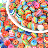 50Pcs Rainbow Stripe Resin Spacer Beads for DIY Jewelry Making