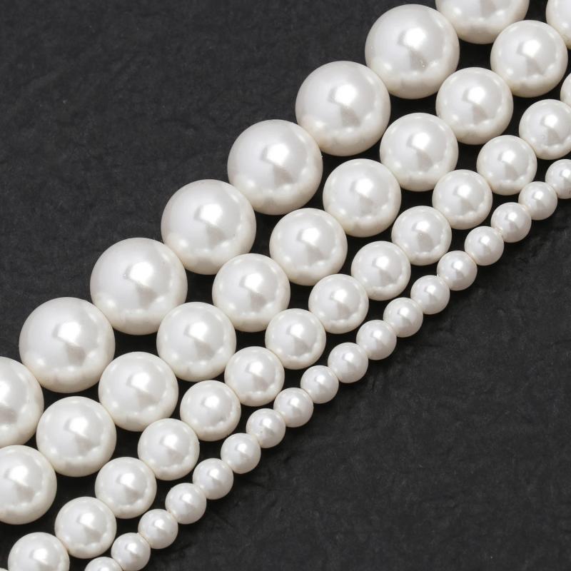 Shell Pearls Round Spacer Charms Beads for DIY Jewelry Making 4/6/8/10mm