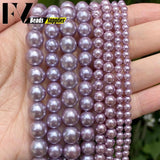 4-10mm Purple Shell Pearls Round Beads Jewelry Making DIY