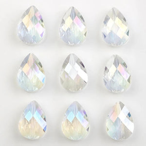 10Pcs Austrian Crystal Drop Pendants Green 13X18MM Faceted Glass Teardrop Beads