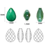 10Pcs Austrian Crystal Drop Pendants Green 13X18MM Faceted Glass Teardrop Beads