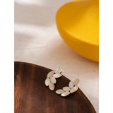 Leaf Plant Stud Earrings Natural Shell Brincos Women Party Jewelry