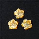 Yellow Mother of Pearl Shell Flower Pendant for DIY Necklace Making