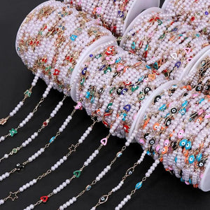 Small Pearl Beads Chain Stainless Steel for DIY Necklace Jewelry