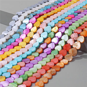 Natural Shell Heart Beads Dyeing Vertical Horizontal Hole Jewelry DIY
