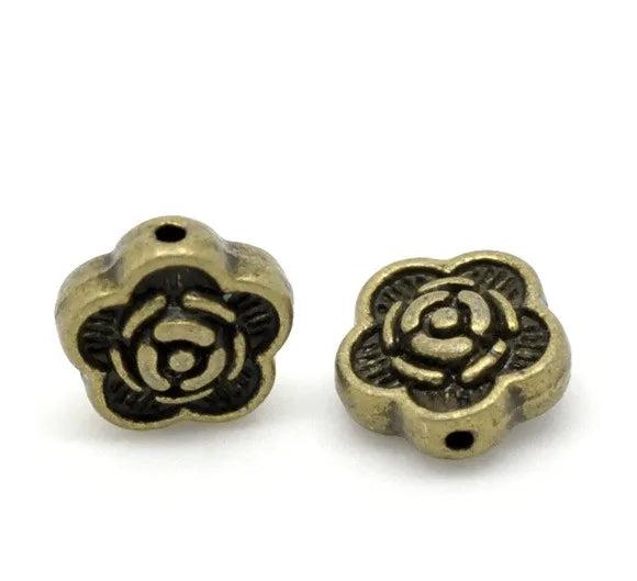 Bronze Tone Snowflake Spacer Beads Plum Loose Beads 12x12mm