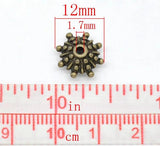 Bronze Tone Snowflake Spacer Beads Plum Loose Beads 12x12mm