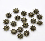 Bronze Tone Snowflake Spacer Beads Plum Loose Beads 12x12mm