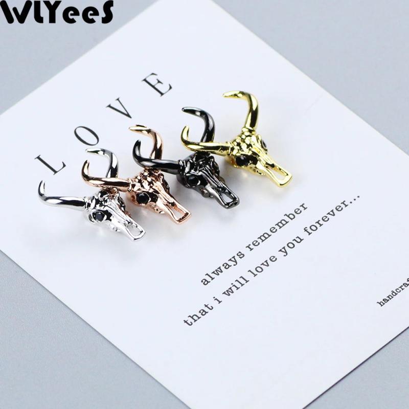 4pcs Cow Head Pendants Zircon Charm Copper beads Pave CZ Metal Loose beads
