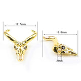 4pcs Cow Head Pendants Zircon Charm Copper beads Pave CZ Metal Loose beads