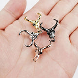 4pcs Cow Head Pendants Zircon Charm Copper beads Pave CZ Metal Loose beads