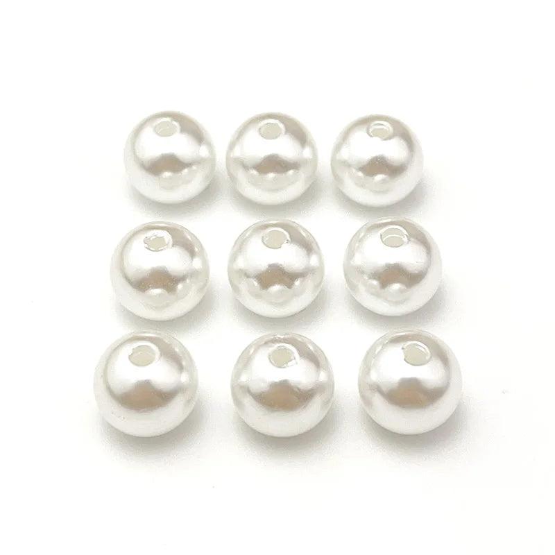 ABS Straight Perforated Pearl Rice Plastic Loose Beads