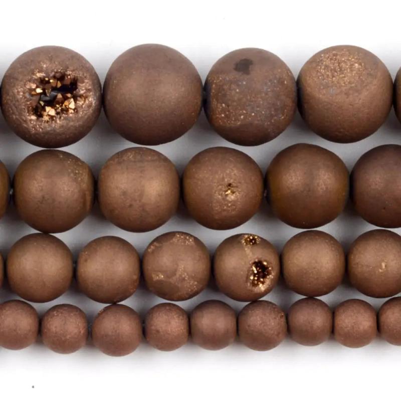 Bronze Druzy Agate Stone Beads Round Loose Spacer Beads 6/8/10/12mm
