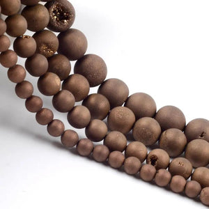 Bronze Druzy Agate Stone Beads Round Loose Spacer Beads 6/8/10/12mm