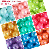 20/50Pcs 14MM Acrylic Round Beads Colorful Loose Spacer Beads DIY Jewelry Making