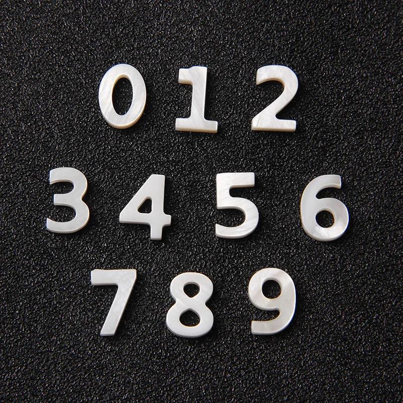 Shell Number Beads Charms Alphabet Mother of Pearl Shell Letter Beads Pendant