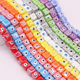 Colorful Evil Eye Square Ceramic Beads 10mm