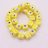 Colorful Evil Eye Square Ceramic Beads 10mm