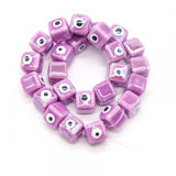 Colorful Evil Eye Square Ceramic Beads 10mm