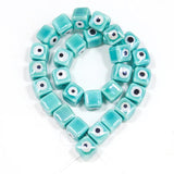 Colorful Evil Eye Square Ceramic Beads 10mm