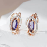 Purple Zircon 585 Drop Earrings Women Vintage Geometric Wedding Jewelry