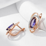 Purple Zircon 585 Drop Earrings Women Vintage Geometric Wedding Jewelry