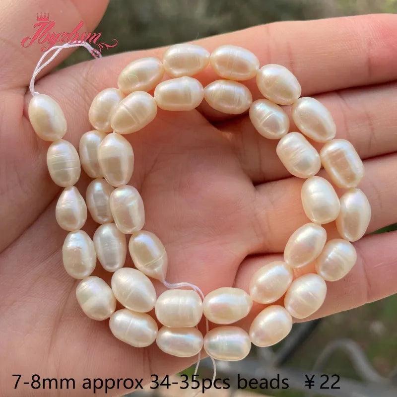 7-8mm Oval Freshwater Pearl Stone Beads DIY Jewelry Making
