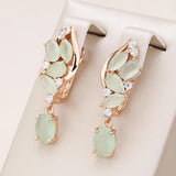 Kienl 585 Rose Long Earring Green Zircon Drop High Jewelry