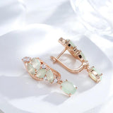 Kienl 585 Rose Long Earring Green Zircon Drop High Jewelry