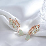 Kienl 585 Rose Long Earring Green Zircon Drop High Jewelry