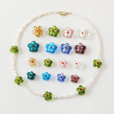 10PCS Glaze Beads Flower Pendant Charms for Jewelry Making DIY Earrings