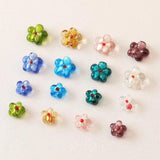 10PCS Glaze Beads Flower Pendant Charms for Jewelry Making DIY Earrings