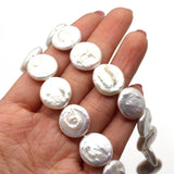Natural Freshwater Pearl Button Charm DIY Jewelry 16-17mm