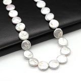 Natural Freshwater Pearl Button Charm DIY Jewelry 16-17mm