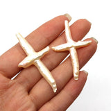 Baroque Middle Hole Cross Shaped Pearl Jewelry DIY