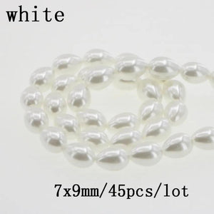 25 Drop Shape Shell Pearl Glass Beads for Jewelry Making Necklace