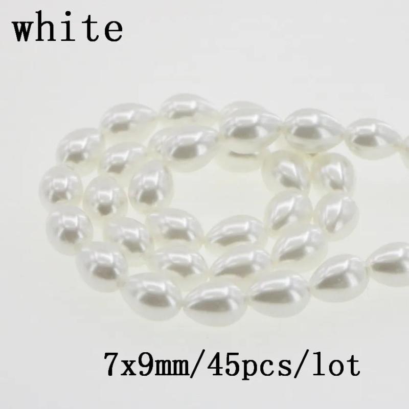 25 Drop Shape Shell Pearl Glass Beads for Jewelry Making Necklace
