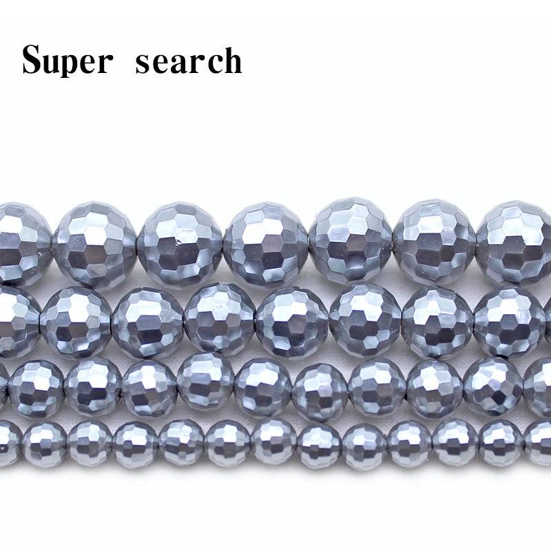 Natural Gray Shell Pearl Round Spacer Beads 15''