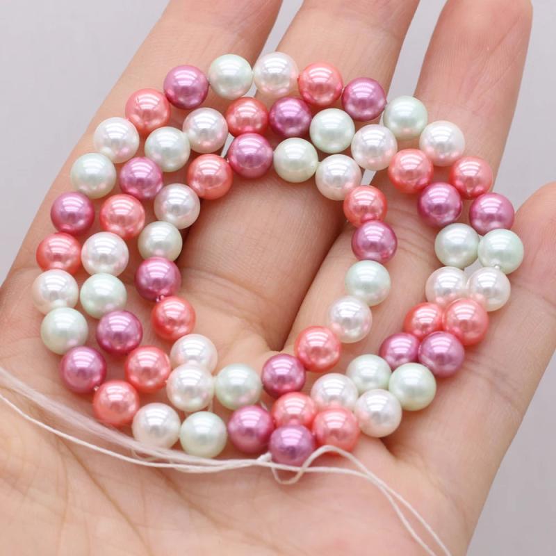 Natural Pink Shell Beads 6mm/8mm/10mm/12mm For DIY Jewelry Making