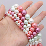Natural Pink Shell Beads 6mm/8mm/10mm/12mm For DIY Jewelry Making