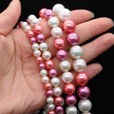 Natural Pink Shell Beads 6mm/8mm/10mm/12mm For DIY Jewelry Making