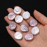 Natural Freshwater Pearls Beads Button Shaped Flat Round for DIY Jewelry