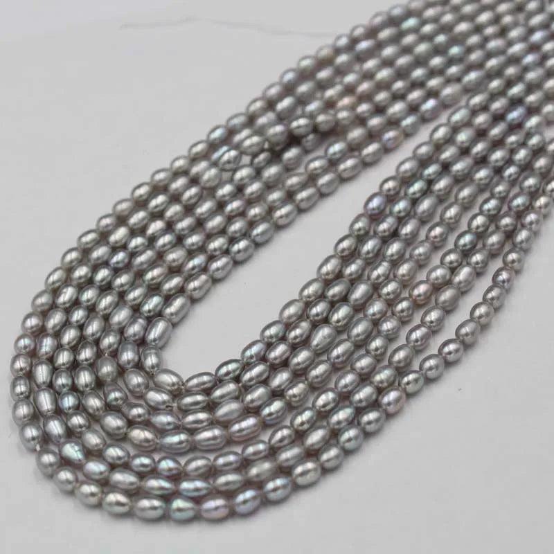 Gray Freshwater Pearl Beads Necklace 5-6mm Choker Chain for Women