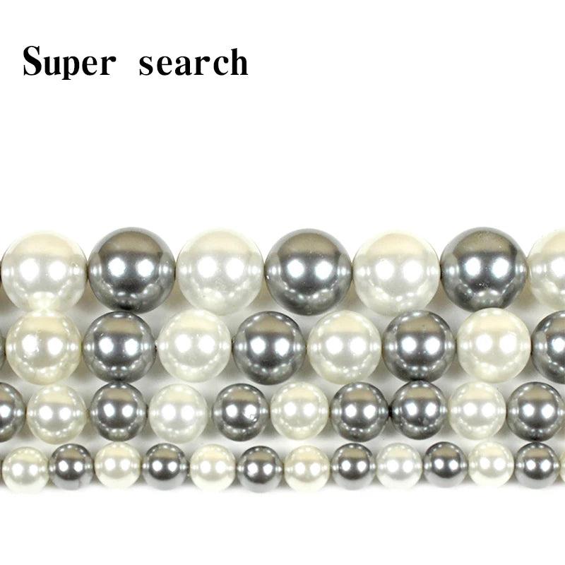 Grey Pearl Shell DIY Pendant Necklace Jewelry with 6-12mm Natural Pearls