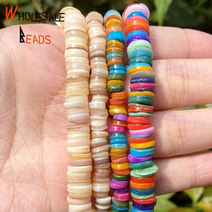 Colorful Shell Rondelle Mother Of Pearl Loose Spacer Beads 15''
