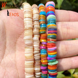 Colorful Shell Rondelle Mother Of Pearl Loose Spacer Beads 15''