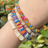 Colorful Shell Rondelle Mother Of Pearl Loose Spacer Beads 15''